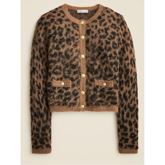 J. Crew Sweaters - J. Crew Brushed Wool Alpaca Blend Leopard Lady Jacket Cardigan Sweater. Large.